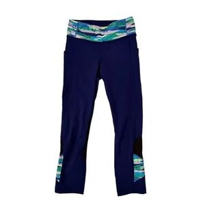Lululemon Capri Leggings Size 4 Navy Colorblock Athletic Gym Yoga Pants